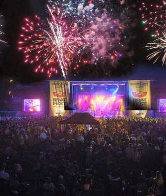 Fireworks over the main stage at Brat Fest
