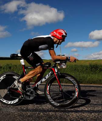IRONMAN 70.3 athlete biking
