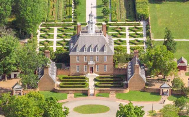 Aerial of Governor's Palace at Colonial Williamsburg