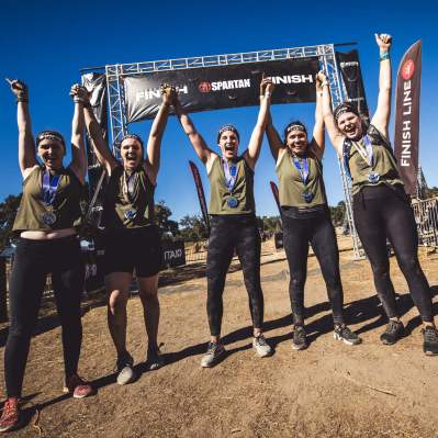 Spartan Racers Cheering at the Finish Line at Santa Margarita Ranch