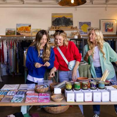 Three women shopping in San Luis Obispo