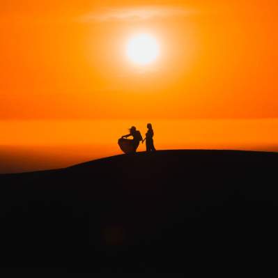 Silhouette of a Couple in the Sunset