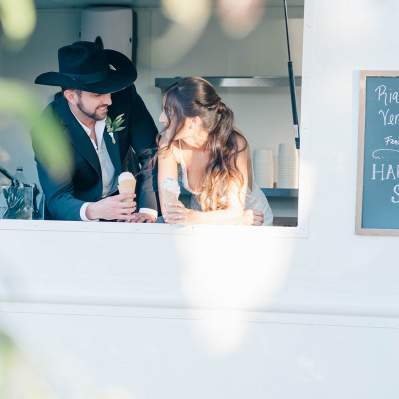 Wedding Couple on an Ice Cream Truck