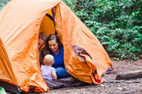 family in tent