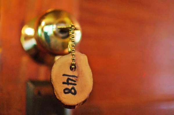 Room key in doorknob