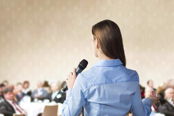 Speaker at a conference