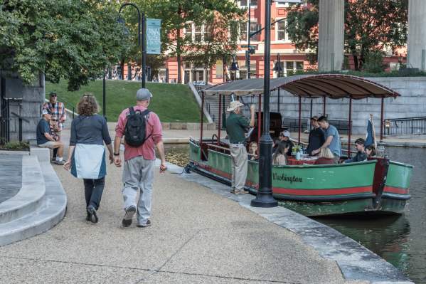 People by the Riverfront Canal