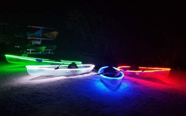 Lighted Kayaks for Night Tour at Glass Bottom Rentals