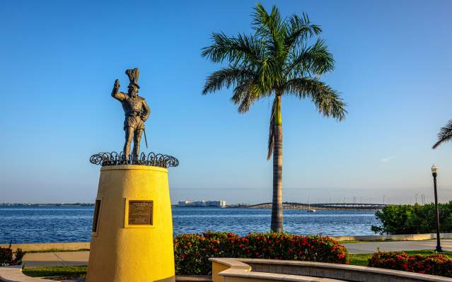 Ponce de Leon Statue at Gilchrist Park in Punta Gorda, Florida