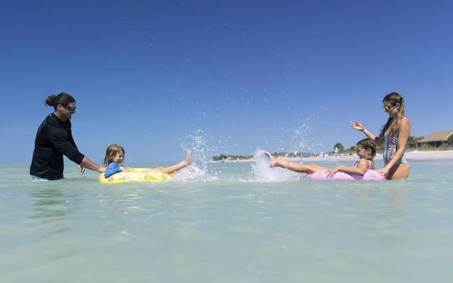 Family Splashing in the Gulf waters