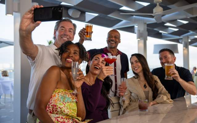 Group of friends at Level Blue Bar at Sunseeker Resort Florida Gulf Coast