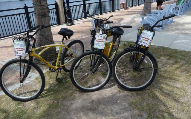 Yellow free loaner bikes in Punta Gorda/Englewood Beach