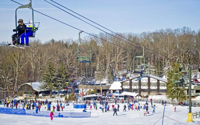 Ski Lift and Lodge At Spring Mountain