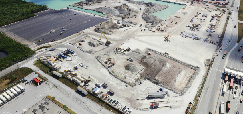 Southport Turning Notch Extension construction on Feb 5 2021