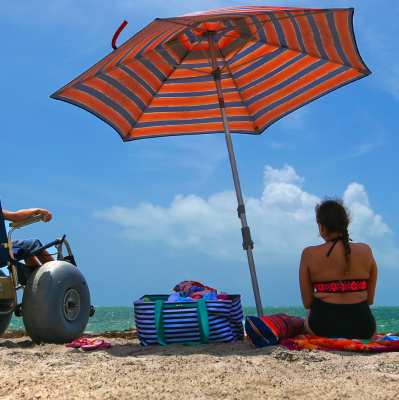 ADA beach wheelchairs on beach in Key Biscayne