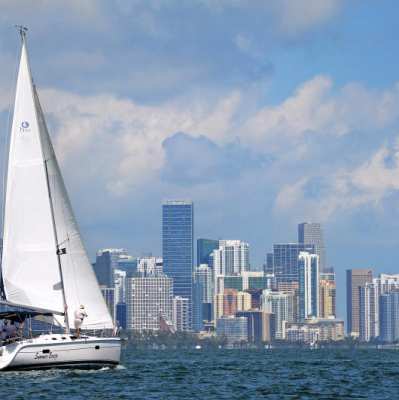 Sailboat off the coast of Miami