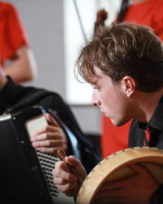 Traditional Irish musicians performing at Fleadh Cheoil na hÉireann