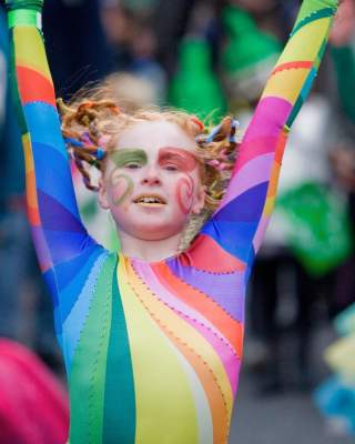 A girl performs in the St Patrick's Day celebrations