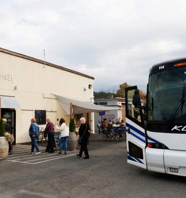 A group arrives at Weyerbacher Brewing in Easton, Pa. via motorcoach