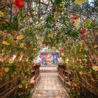 A floral installation at the 2024 Festival of Flowers, Chichester Cathedral