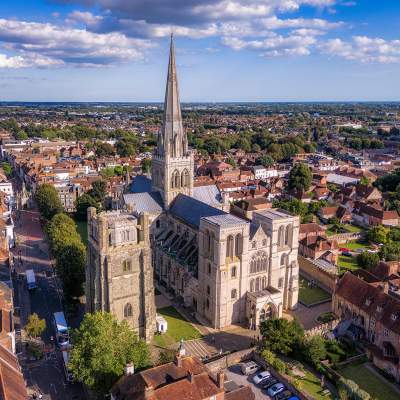 A drone view of Chichester Cathedral