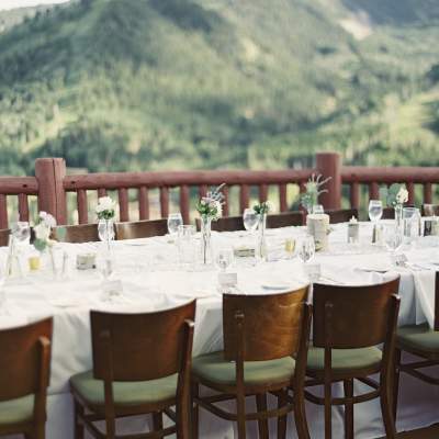 Wedding Reception Table on Lookout Cabin Deck in the Summer