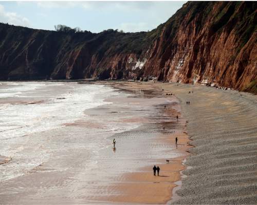 sidmouth beach view in autumn