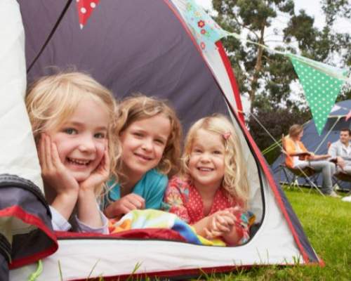 children in a tent