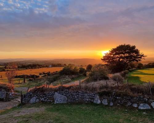 panoramic view of Dartmoor at sunset
