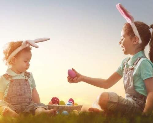 two children at an easter egg hunt