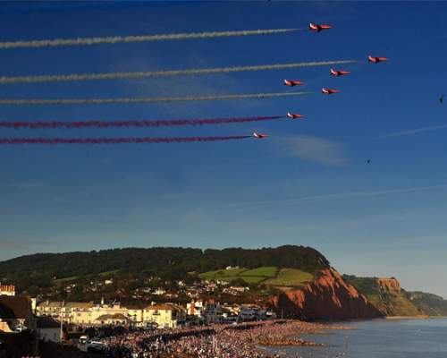 red arrows over Sidmouth