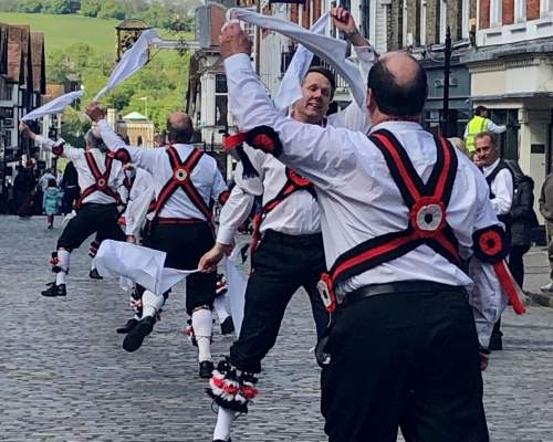Morris Men dancing and enjoying May Day Celebrations in Guildford
