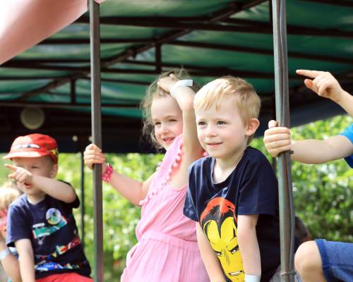 Children enjoying a trailer tractor ride at Bocketts Farm