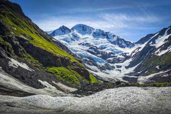 Byron Glacier sparkles in the summer