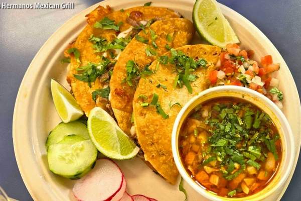 quesabirria tacos from Dos Hermanos mexican grill