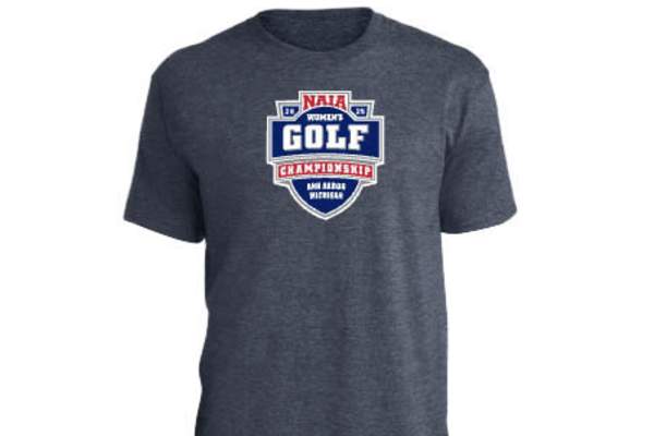A NAIA Women's Golf Championships blue t-shirt
