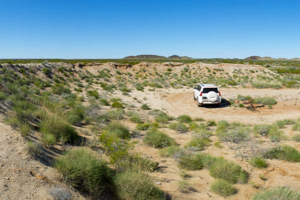 Car at Corunna Downs WWII Airfield near Nullagine in the Pilbara region of Western Australia