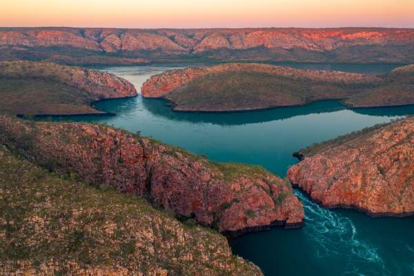Aerial view of Garaan-ngaddim (the Horizontal Falls) in Talbot Bay on the Kimberley Coast