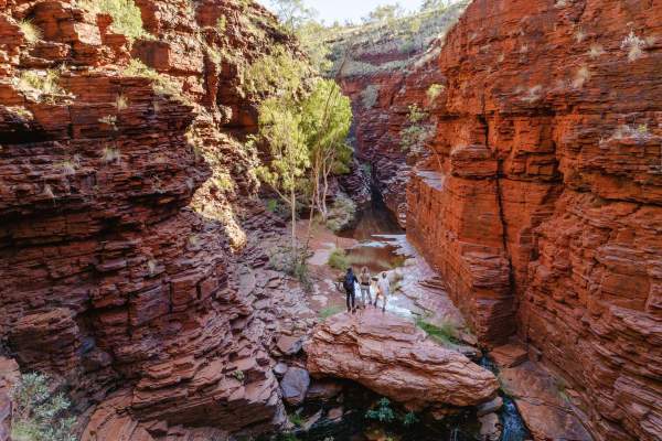 People standing in Joffre Gorge, Karijini National Park