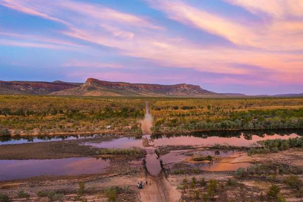 Sunset at the Pentecost River Crossing on the Gibb River Road, with the Cockburn Ranges in the background