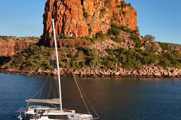 Eclipse Expeditions sailing past Raft Point on the Kimberley Coast