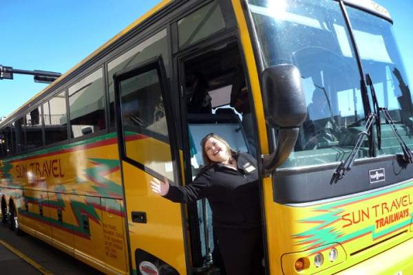 Bus driver waving