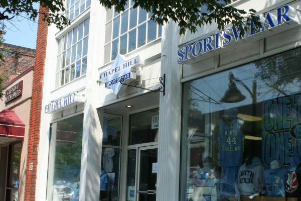 Outside view of Chapel Hill Sportwear store