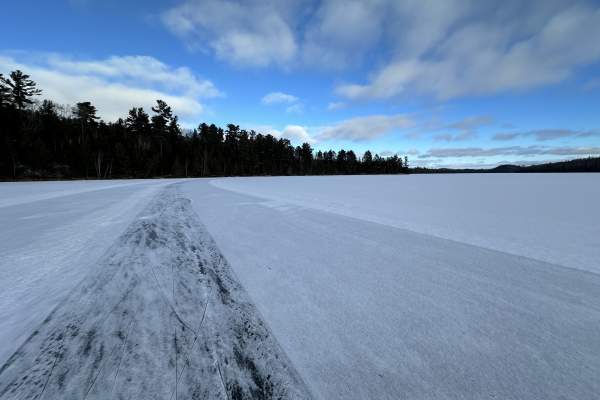 8-miles of wild ice skating on Hungry Jack Lake on the Gunflint Trail