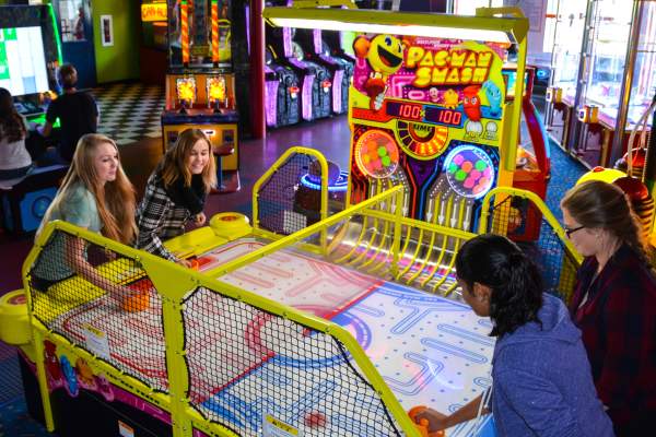 Kids playing air hockey at Sports Emporium in Carlisle, PA