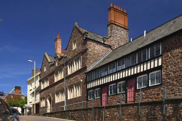 photo of a street in Tiverton, Great House of St. George in Tiverton