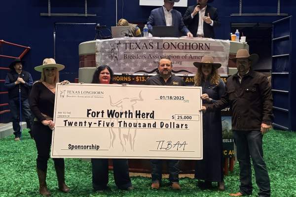Texas Longhorn Breeders Association of America Sponsors the Fort Worth Herd - 25,000 Contribution