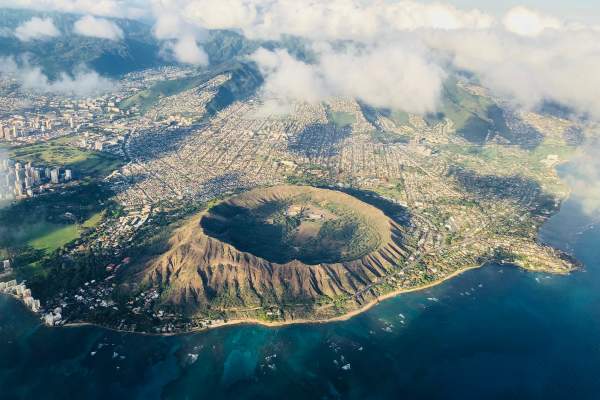 Aerial Photo Mountains and Clouds