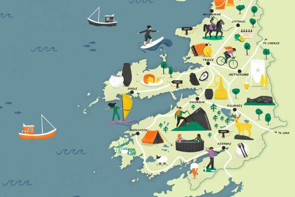 Discover Kerry Cropped Illustrated Map