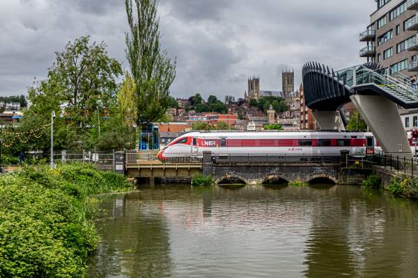 LNER Train with Lincoln Cathedral in background